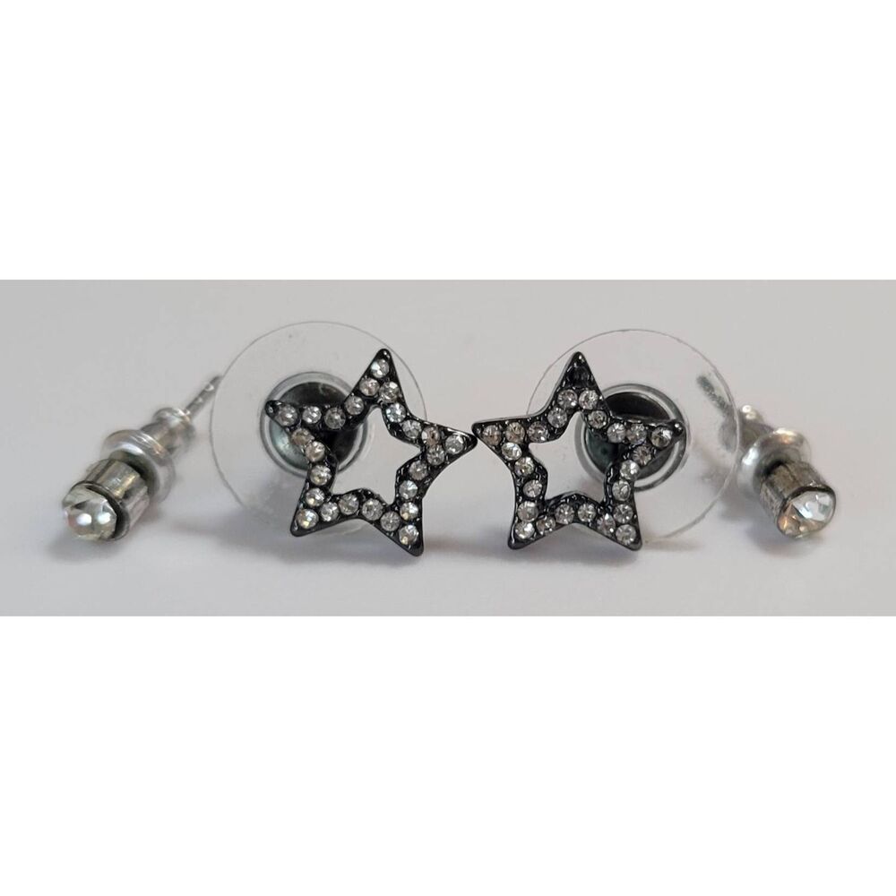 Stars Crystals Post Back Earrings Set, 2 Pair, *small defect, read description